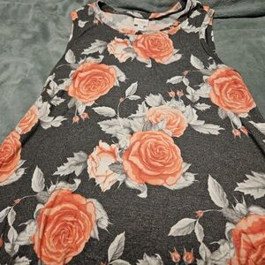 LuLaRoe Floral Dress with Peach and Gray